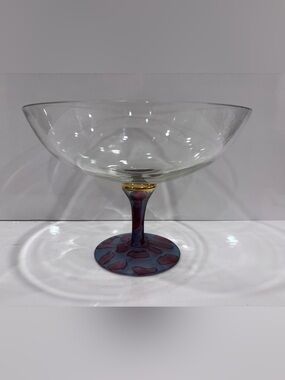 KROSNO Glasswrks Tri-Color Pedestal Compote Bowl/Candy  Made in Poland 10” Diam.